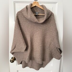 Neiman Marcus Taupe Cowl Neck Sweater Poncho